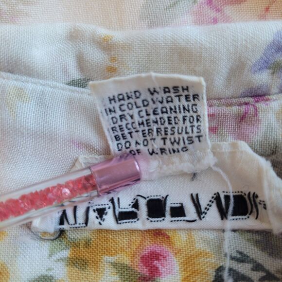 Vintage Floral Oversized Button Up Top Size S Pleated Longline Flowy Cottage - Picture 11 of 11